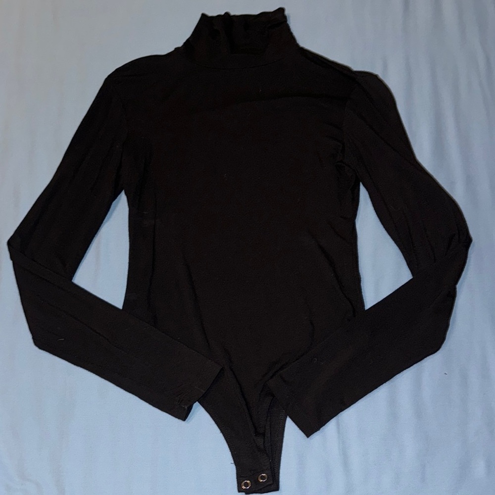 Double Zero Black Turtleneck Bodysuit